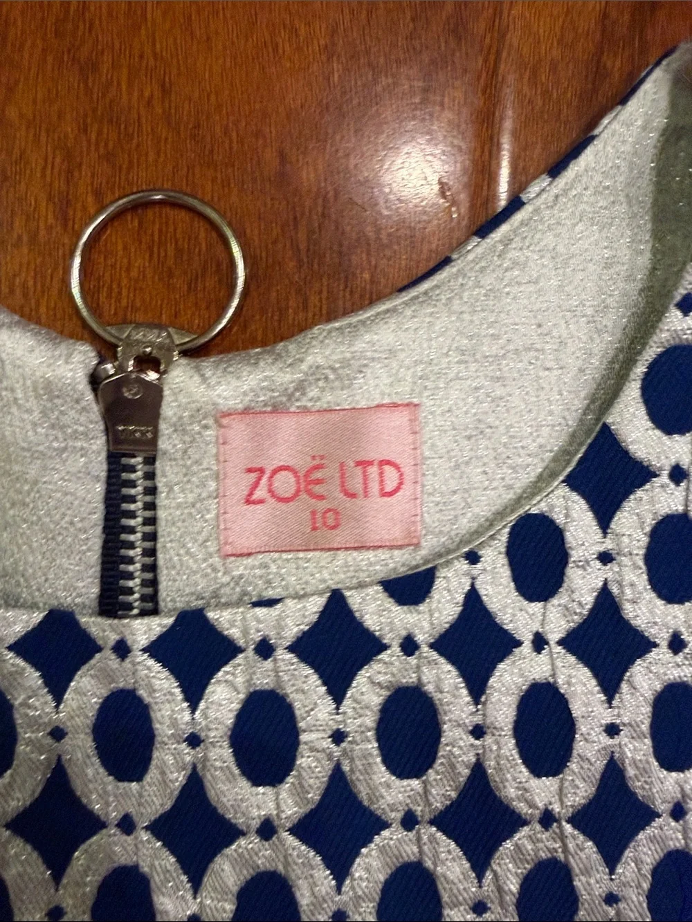 Zoe Ltd Navy and White Geometric Sleeveless Shift Dress